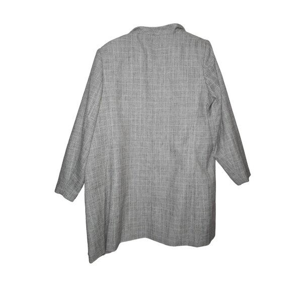 NWOT Calvin Klein Open Front Topper Jacket Size 16W Long Blazer Grey Check Lined - Picture 5 of 6